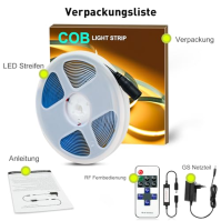 Oraymin COB LED Strip 5M Warm White 3000K, LED pásek stmívatelný 24V Flexibilní COB LED světelný pásek, 480LEDs/M, GS napájecí z